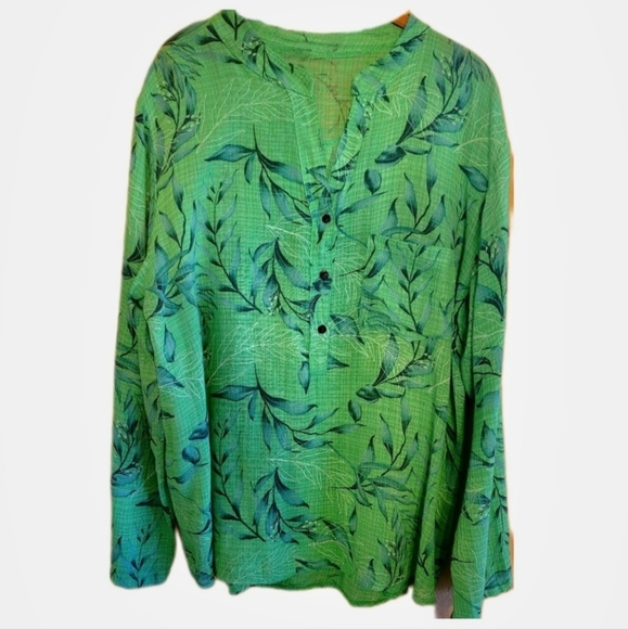 Beautiful Breezy Italian Emerald PARK MODA Blouse for Summer XL - Picture 4 of 4
